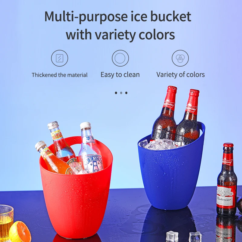 Wholesale customized 4L Plastic Wine Bottle Ice Bucket with Handle for Beer and Beverages