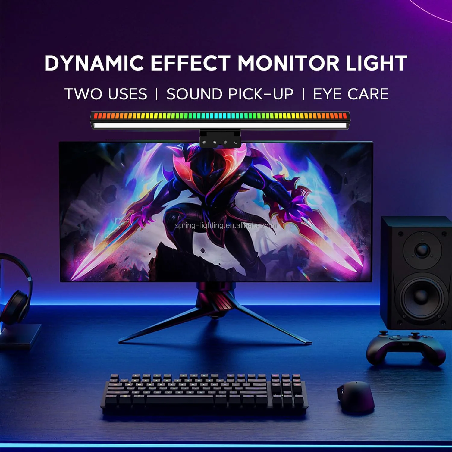 Световой индикатор монитора RGB IC белый глаз Уход двойной свет светодиодный компьютерный Ночной ПК настольная лампа