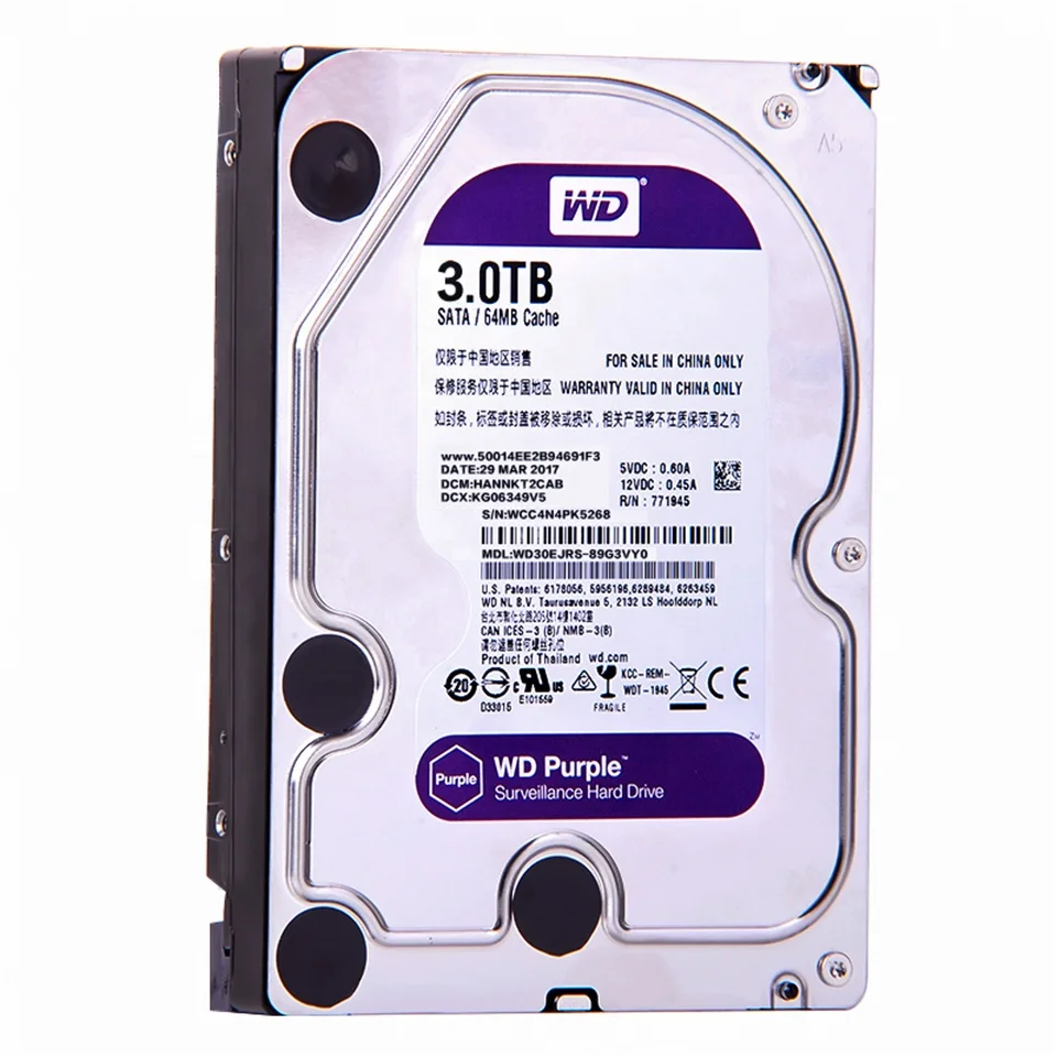 Фиолетовый внутренний жесткий диск видеонаблюдения 3 5 дюйма SATA HDD HD Жесткий для CCTV DVR