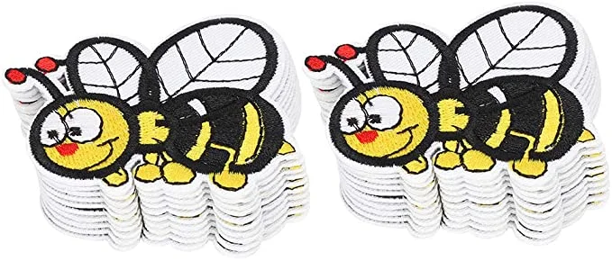 10PCS Cute Bee Embroidered Patches Cartoon Yellow Iron/Sew On Embroidered Bee Patches for Kids Animal Appliques Badge Decor