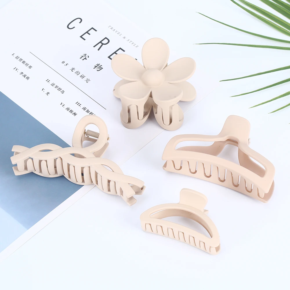2022 new hair clips flower claw headgear cute female large shark clip vintage hair claw clips matte