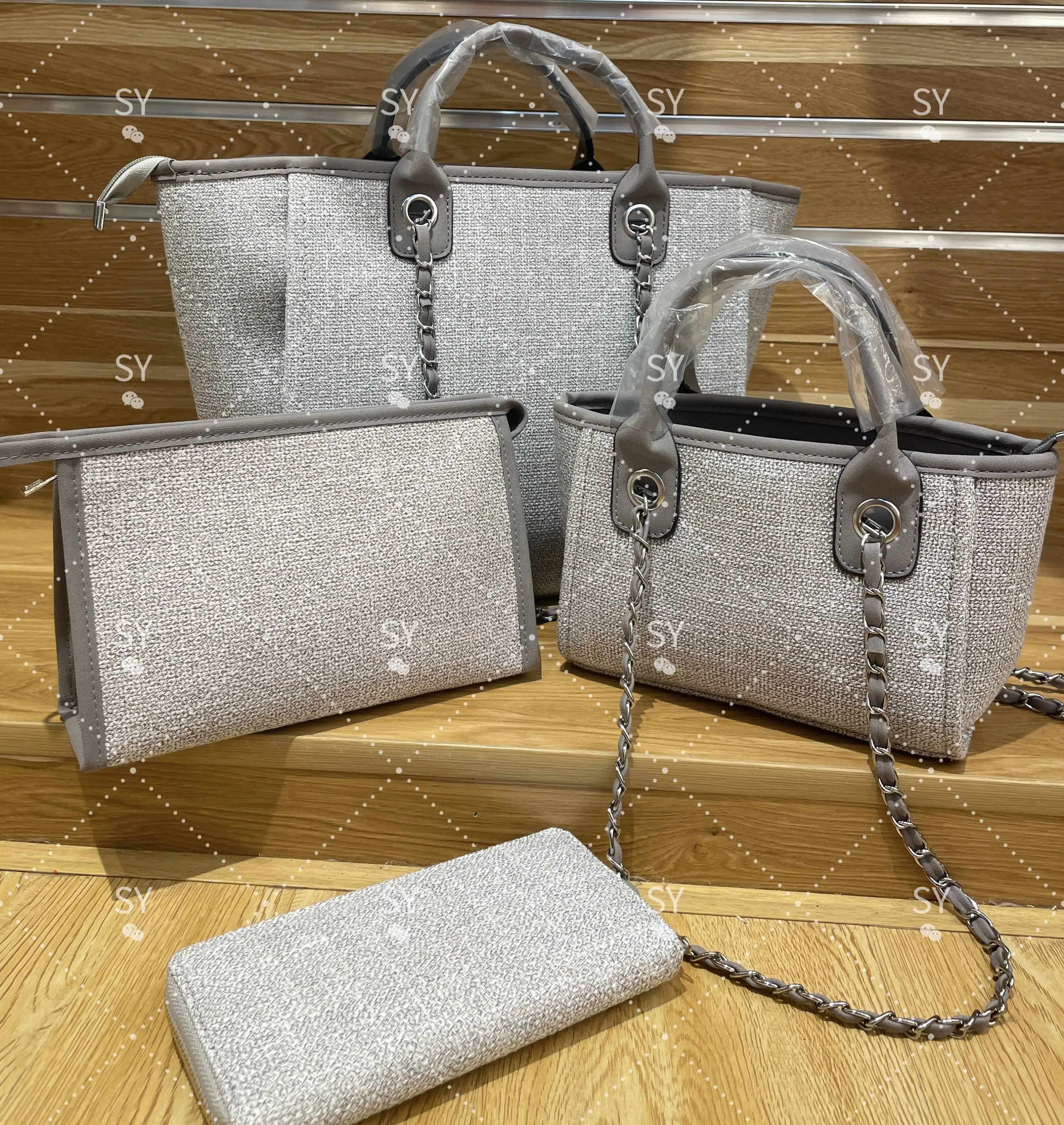 2022 Fashion Canvas Tote Bag High Quality Luxury Handbag Travel Shoulder Bag Multipurpose  Purse with Chain