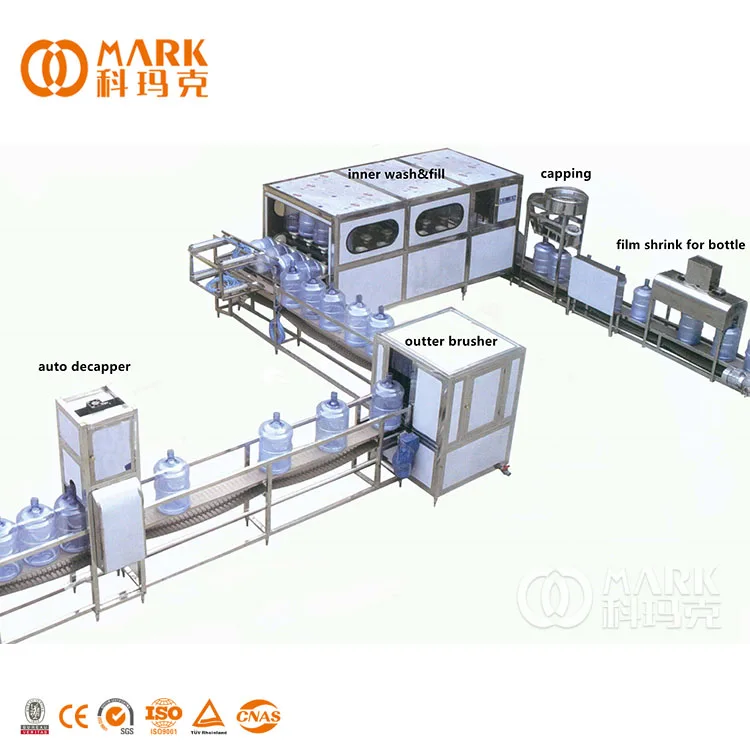 18L 19L 20L Big Barreled Mineral Pure Water 5 Gallon Water Bottle Cleaning Filling Machine