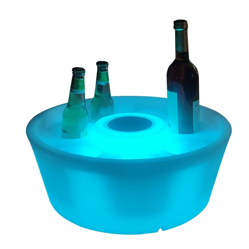 IP68 Swimming Pool Waterproof Led Serving Tray Pool Led Wine Tray White Plastic Cocktail Wine LED Ice Buckrt