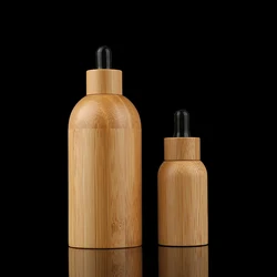 5ml 10ml 15ml 30ml 50ml 100ml Bamboo Cap Oil Dropped Glass Inner Bottle Bamboo Essential Oil Bottle with Dropper