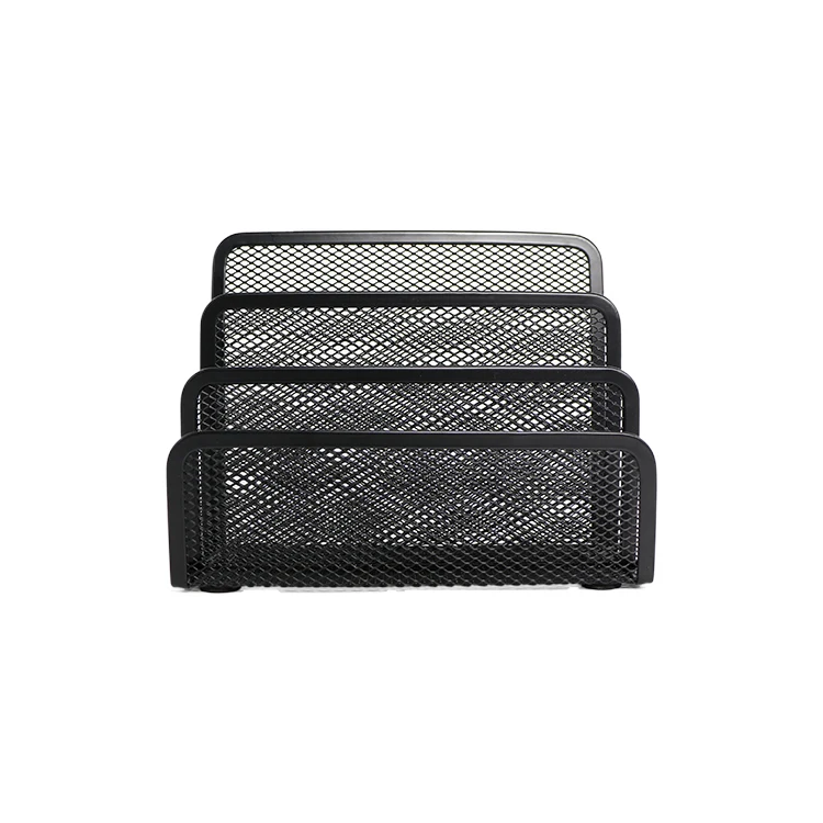 Deep Mesh Desktop Storage 3 Tier Office Desk Organizer Metal Magazine Storage For Office Files