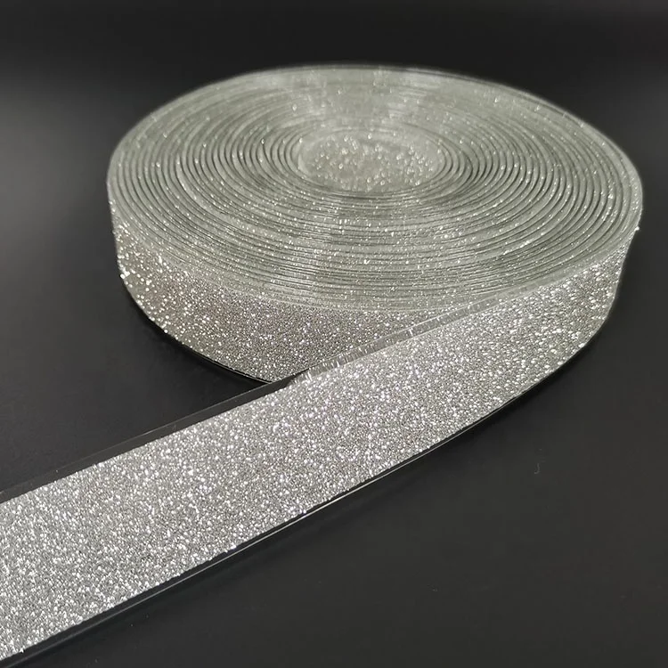 
Chrome Silver PVC Glitter Strip for Shoes material 