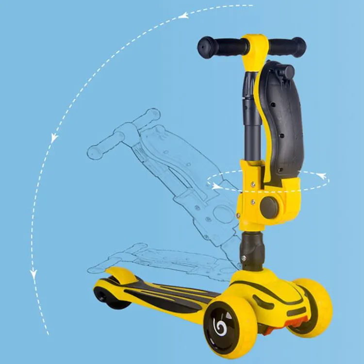 Kids Scooter Kick Scooters 3 in 1 Easy Folding 3 three Wheels pedal Toddlers Balance foot Kids Kick Scooter With Adjustable Hand