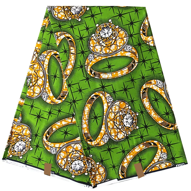 green color ring african 100% cotton ankara wax print fabric veritable fashion dress material 6 yards