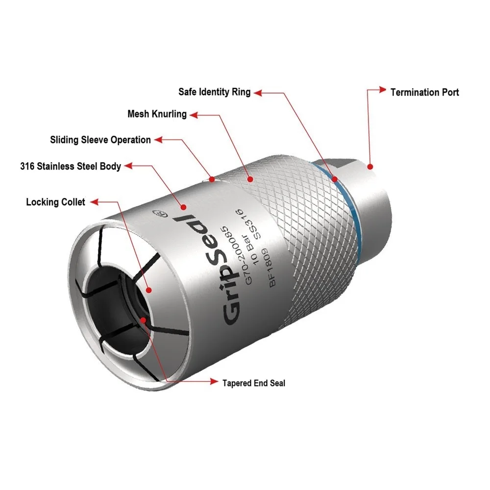 GripSeal G70 Quick Connector for External Connection to Expanded Flared Barbed Beaded and Formed End Tubes Fast Test Leak Test