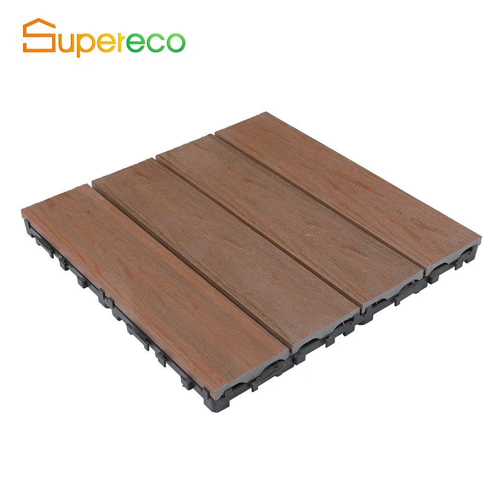 Balcony Terrace Card Buckle Together Balcony 300* 300 Mm Outdoor Wood Tile Diy Wpc Decking Composite Flooring