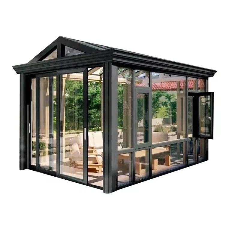 Free Standing Outdoor Aluminium Frame Tempered Glass House High-End Winter Garden Room Conservatory Sunroom For Solarium