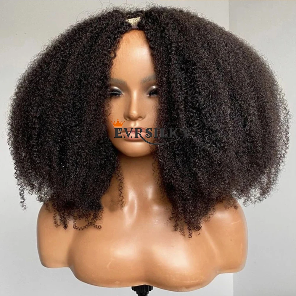 Glueless Mongolia Afro Kinky Curly U Part Wigs 100% Human Hair 100% Unprocessed V Shape Afro Curl None Lace Wig Full 250Density