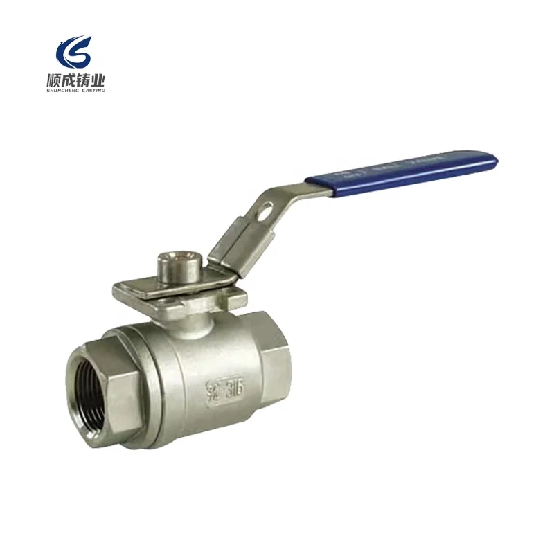 2pc Stainless steel Casting iron SS304/316 female threaded ISO 5211 direct mounting pad manual locking handle ball valve