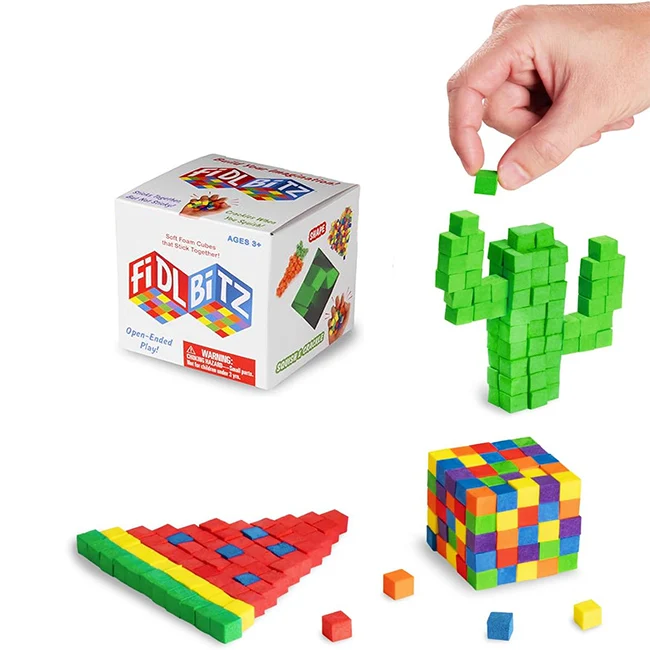 Huiye DIY Sticky Block Safety Soft EVA Building Blocks Toys Classic Imagination Colorful Cube Early Educational Toy For Toddlers