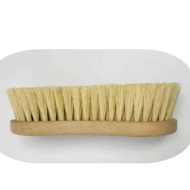 Heavy Duty Peanut Shaped Hand-Held Stiff Bristle Scrub Brush with Wood Body