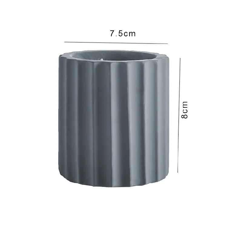 Nordic simple modern custom color home decoration striped cylinder matte candle container empty ceramic candle jar