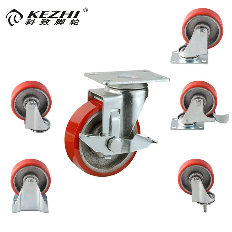 3inch/4inch/5inch popular Industrial PU Cast Iron Medium Heavy Duty Stem Caster Wheels