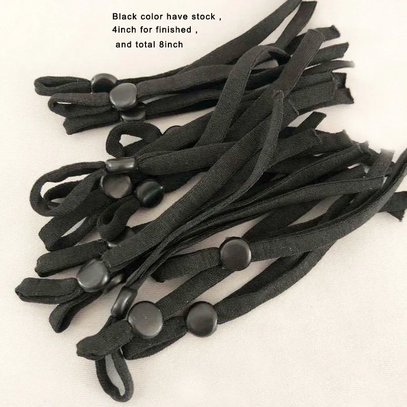 Плоские эластичные шнуры черного цвета шириной 5 мм и длиной 4 дюйма с пластиковыми регулируемыми