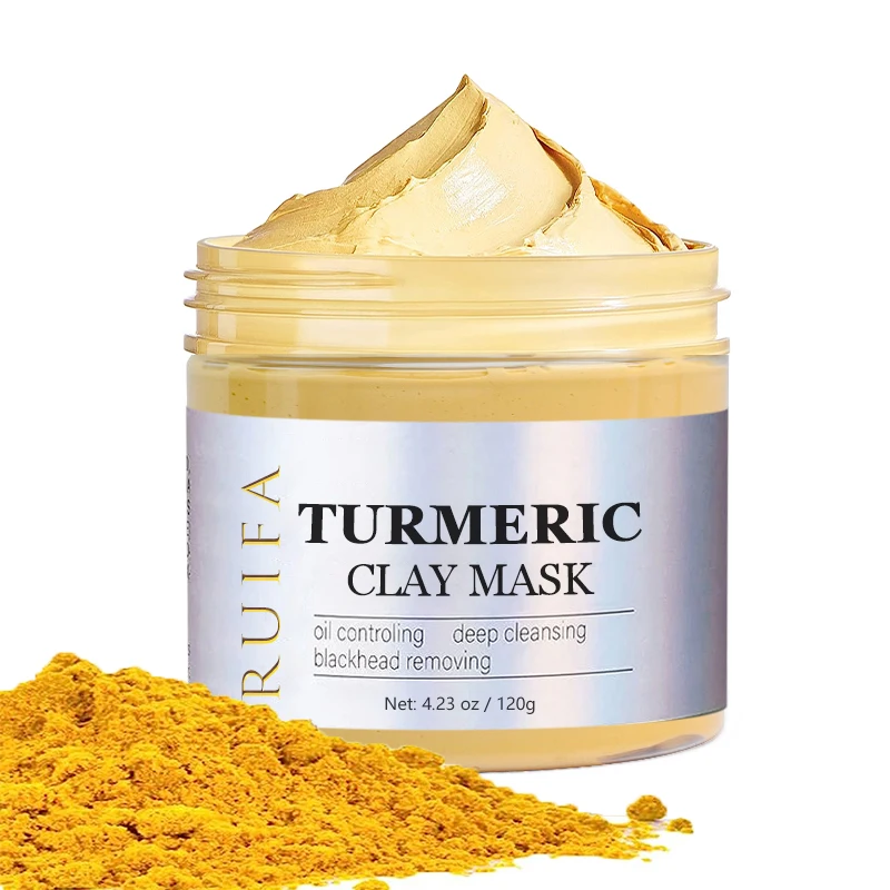 Customization Korean Facial Mask Blackhead Removal Pore Minimizer Natural Organic Kaolin Anti Acne Turmeric Clay  Face Mask
