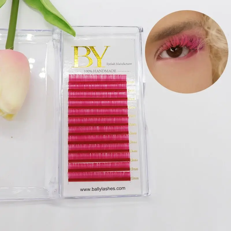 Bally Colour Lash Extension Red Purple Blue Pink White Brown Color False Individual Eyelash Extension Silk Russian Volume Lashes
