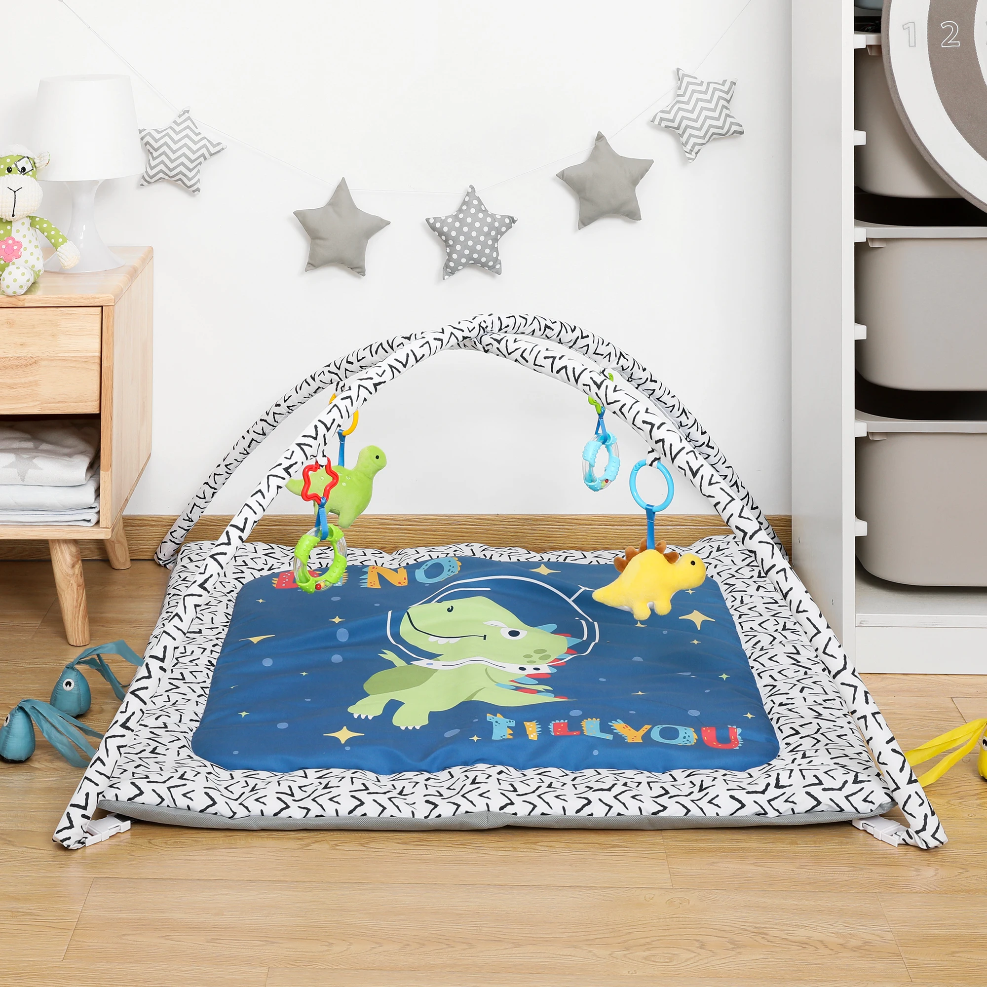 Dinosaur Washable Baby Gym Activity Center with Mat Early Development Playmats Infant Activity Play Mat