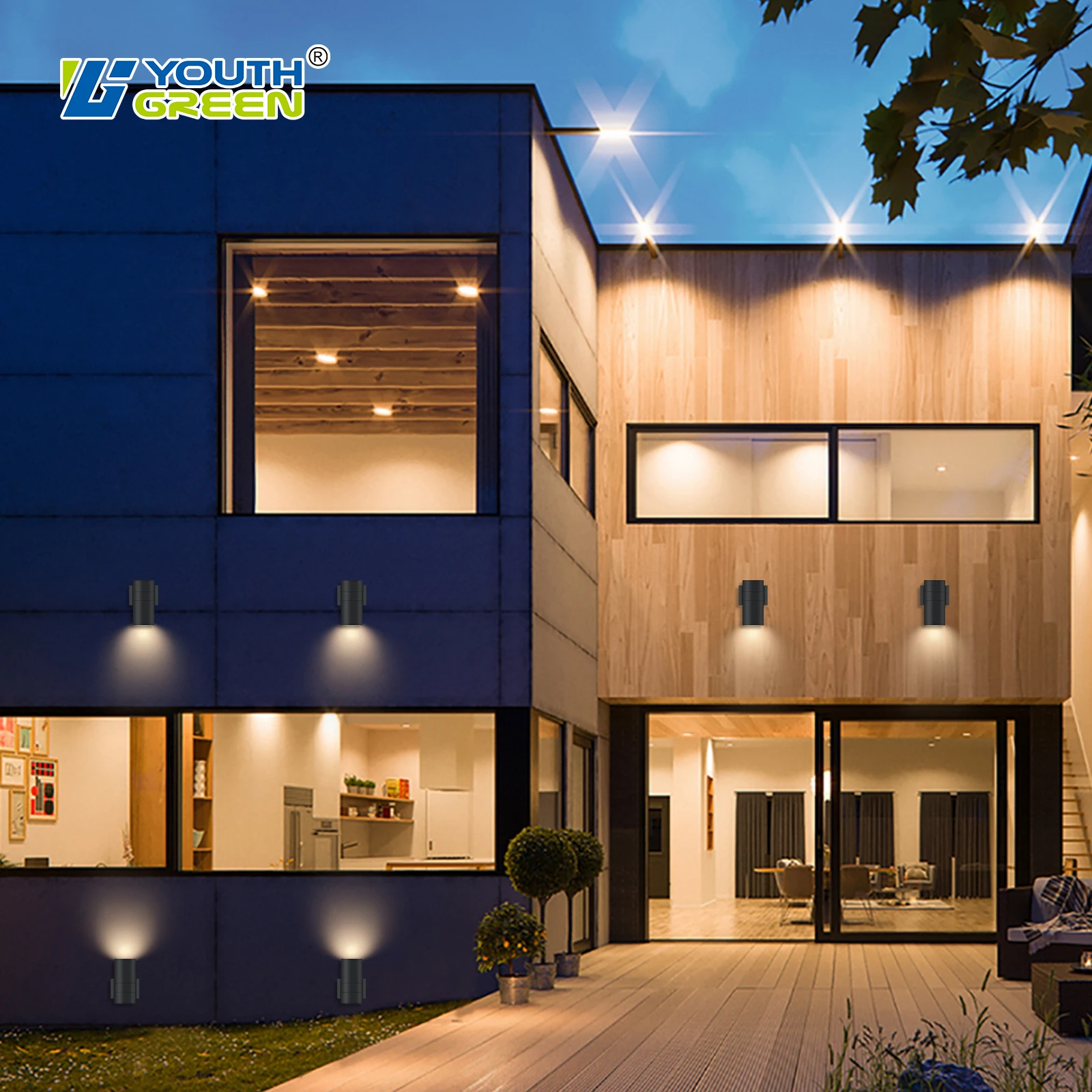 External Wall Lighting Waterproof 6w 12W Led Wall Lamp Outdoor Light Fixtures 5CCT Wall Mount Ip65 Led Garden Light