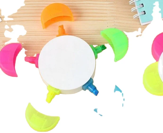 Новинка, пятицветный яркий маркер 5 в 1 в форме подсолнуха, нетоксичный маркер, канцелярские принадлежности, Хайлайтер для подарка