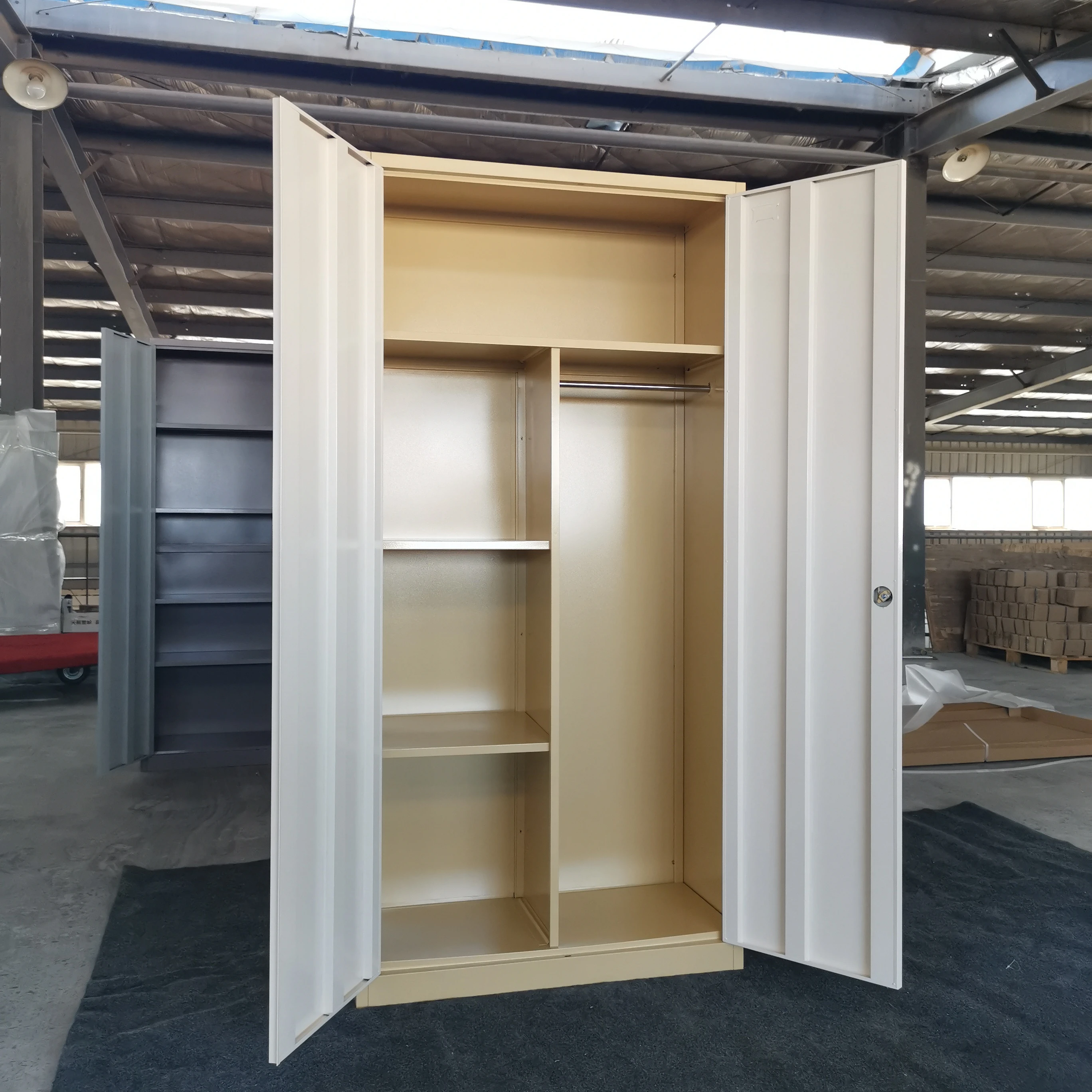 Multi-purpose Steel Metal Wardrobe Closet Cabinet Cheap Clothes Storage Cabinet Bedroom Furniture Steel Metal Wardrobe