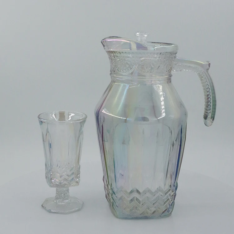 Wholesale 7pcs Drinking Glass Set Ion Plating Glass Set Amber  Water Glass Set With Jug