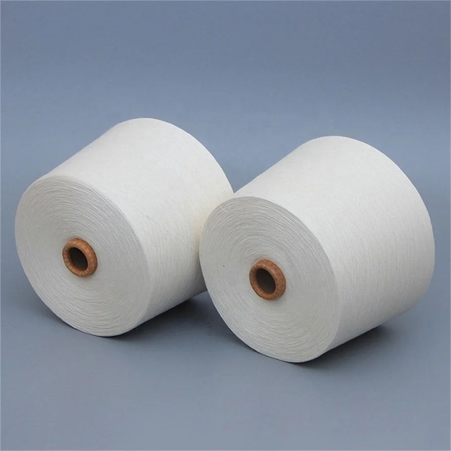 Ne 30s 20s 12s 10s open end cotton polyester yarn raw white and bleach white