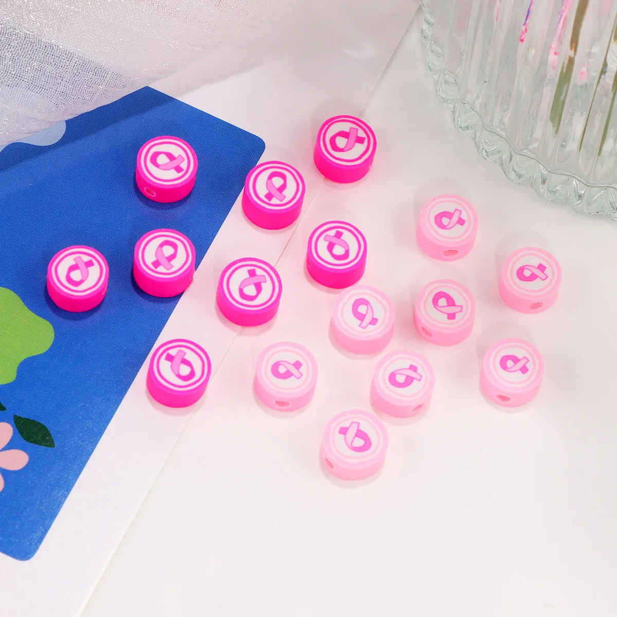 Wholesale 10mm Soft Ceramic Beads White and Mixed round Pattern for Bracelets and Necklaces DIY Polymer Clay Beads