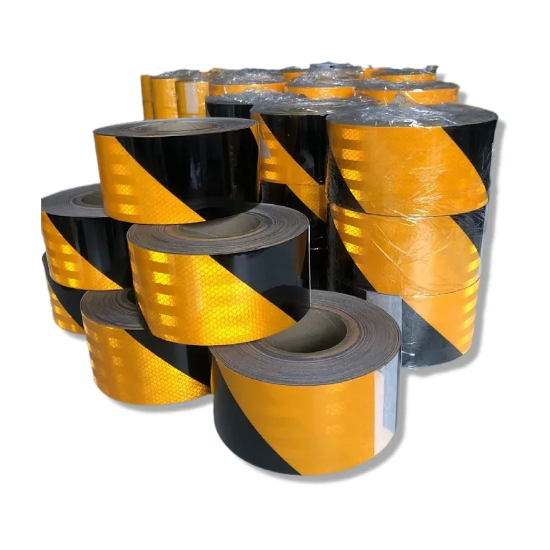 Hot Selling Engineer Grade yellow black Caution Warning Tape Slant stripe reflective adhesive Tape for road safety warning