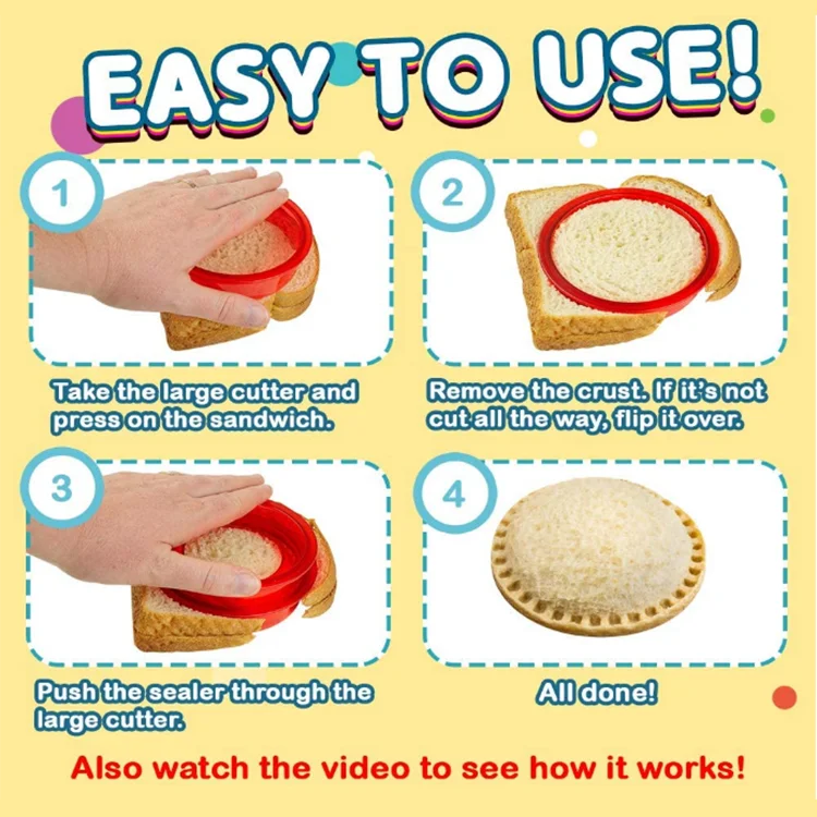 Top Fashion Set 2022 Round Square Shape Bento Accessory For Kid Sandwich Cutter And Sealer