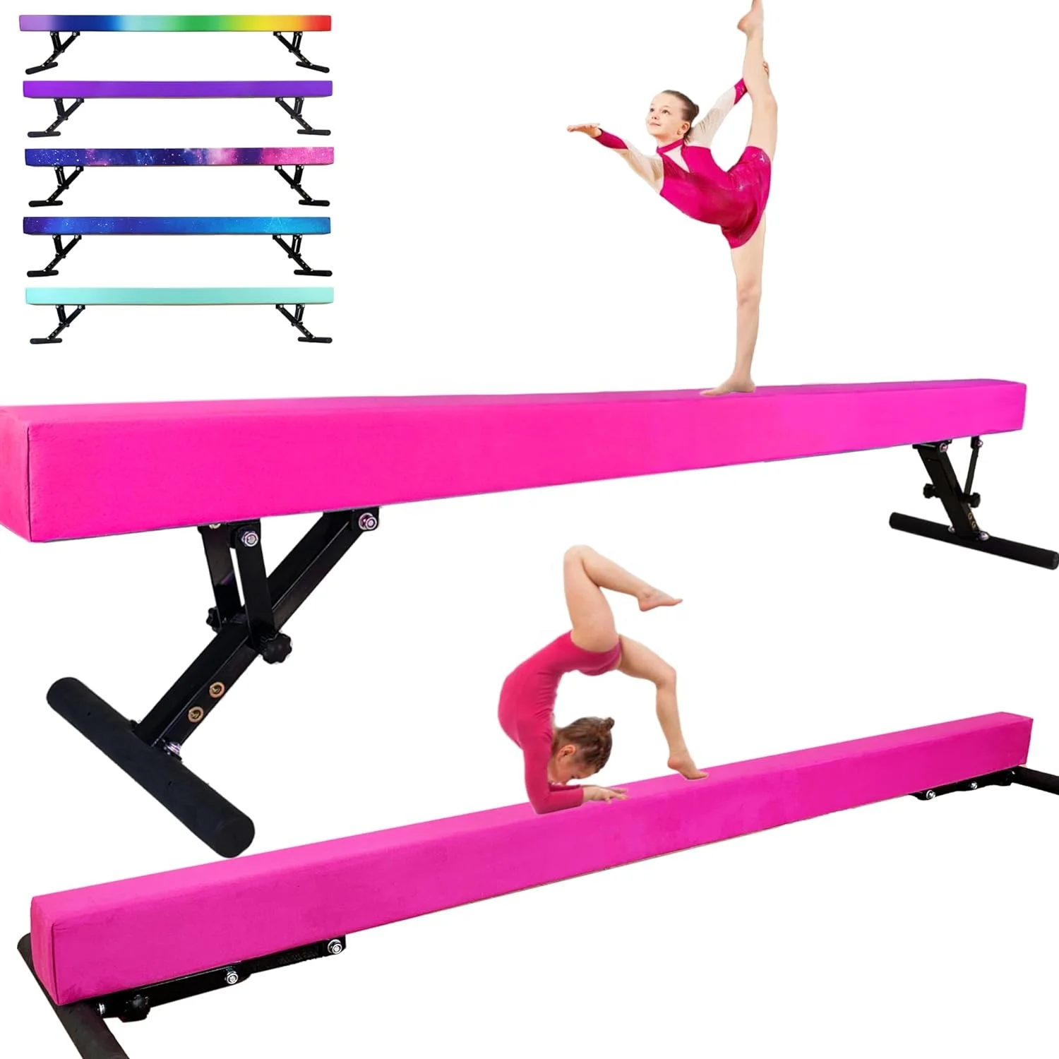 Wholesale 8FT Adjustable Wooden Balance bar  5 Grades Gymnastics Indoor Firm Balance Beam for Gymnastics Training