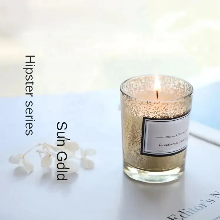 Custom Logo Aroma Electroplate Starry Sky Silver Soy Wax  Luxury Birthday Soy Wax Glass Jar Scented Candle