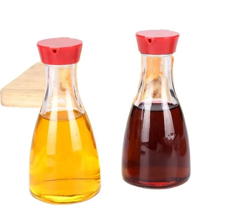 Top Grade Condiment Glass Bottle 150ml Soy Sauce Bottle With Plastic Green Red Lid