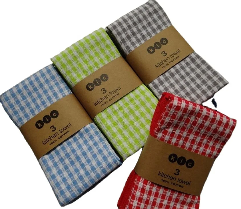 Set of 3 100%Cotton soft absorbent durable flat kitchen cleaning Tea Towel also function as bar towel