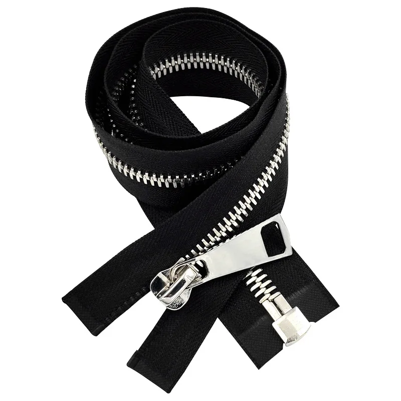 Zipper for Jacket Open #3 #5 #7 #8 #10 Zip for Cloth Shining Silver Teeth Custom Metal Nickel Metal Brass Sustainable Zips Black