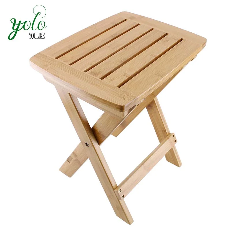 100% Natural  Fully Assembled  Portable Folding Stools Bamboo Chair For Bathroom, Living Room, Bedroom
