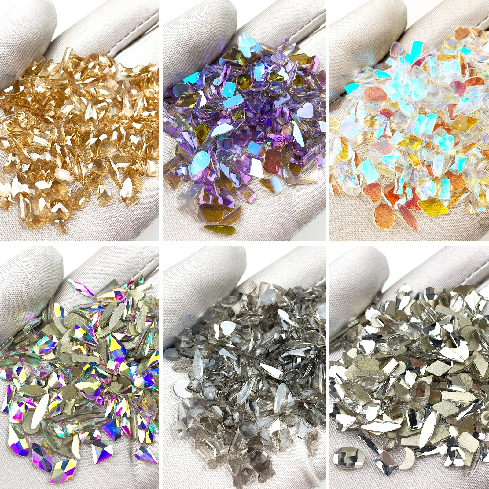 1440pcs Flat back Mix Crystal Stones Shiny Nail Glass Diamond 3D Nail Art Aurora Rhinestones