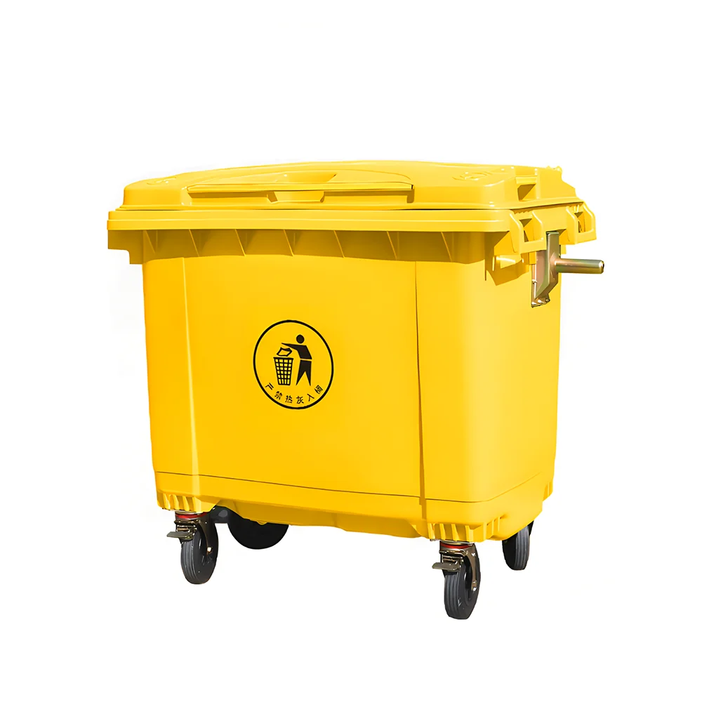 Outdoor 660L high density polyethylene plastic trash bin industrial 4 wheels trash bins 85 GAL plastic storage box bin
