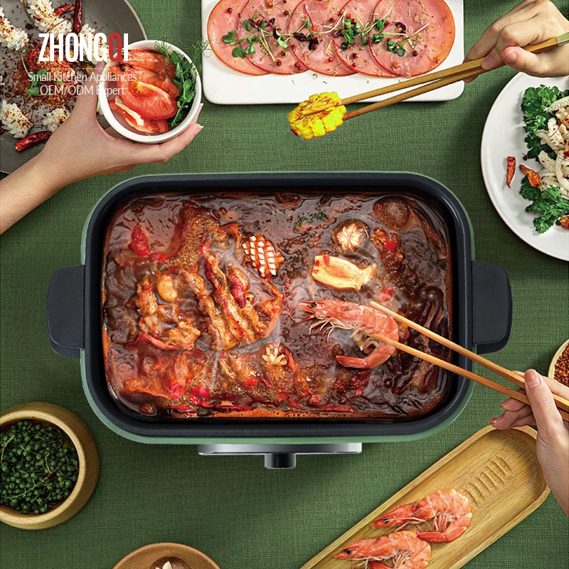 Wholesale OEM Household Smokeless Takoyaki Small Electric Hot Pot Bbq Grill Multi-function Cooking Pot