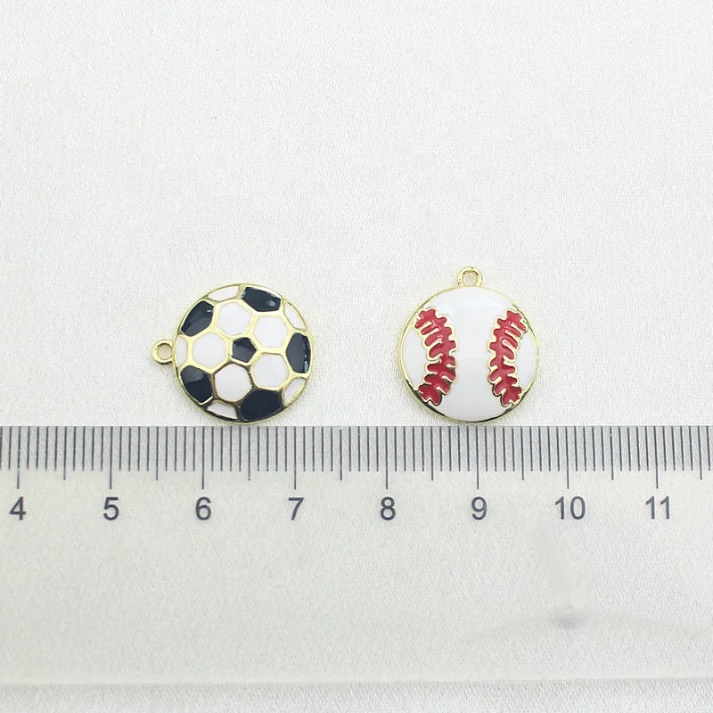 CH-LAP1195 CZ plating volleyball/baseball enamel tennis/soccer round ball pendant gold-plated large accessory wholesale jewelry