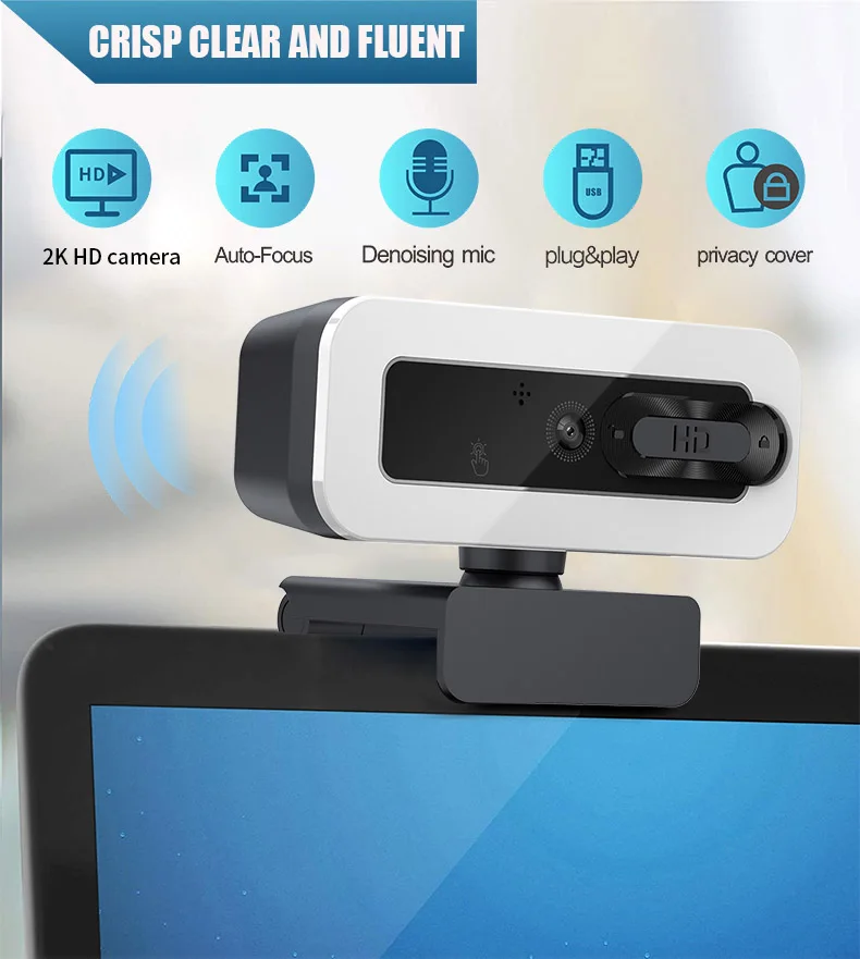 Hd Autofocus Webcam 1080p Video Chat Pc Computer Laptop Internal Online Class Meetings Video Call Web Camera With Mic Microphone