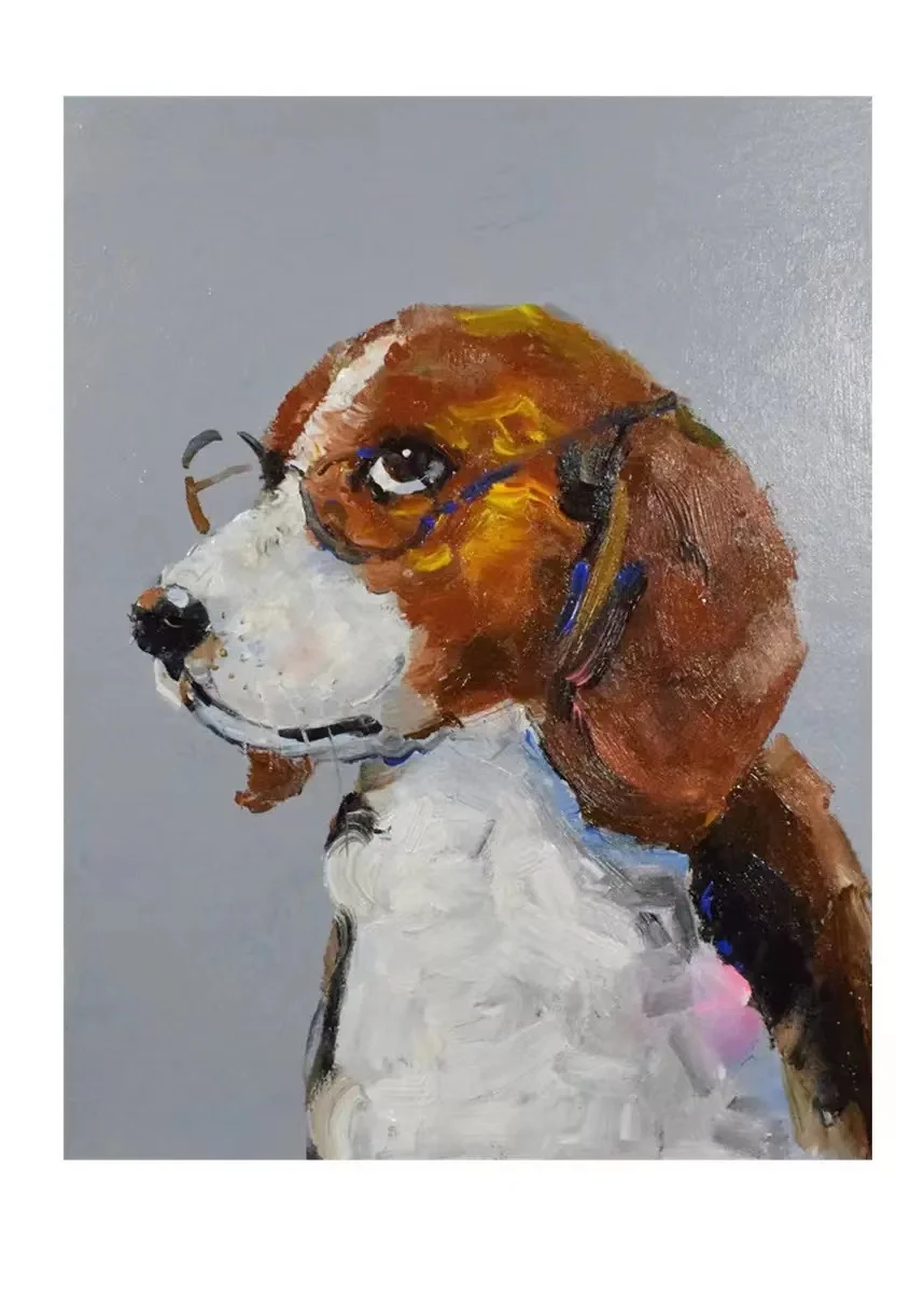 Modern abstract dog oil painting on canvas 100% handmade animal wall art for living room home decoration painting