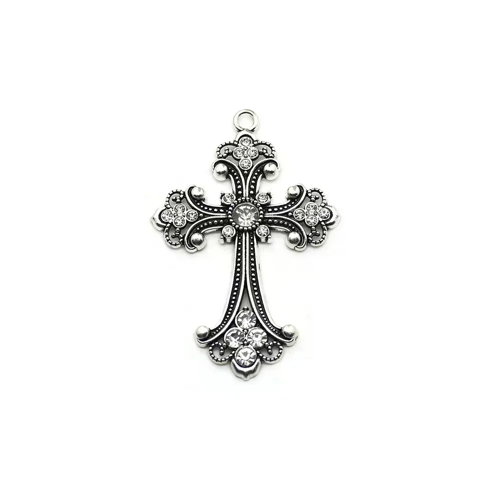 4.8*7cm Religious Christian Jewelry Enamel Engraved Jesus Cross Charm Pendant For Necklace Bracelet