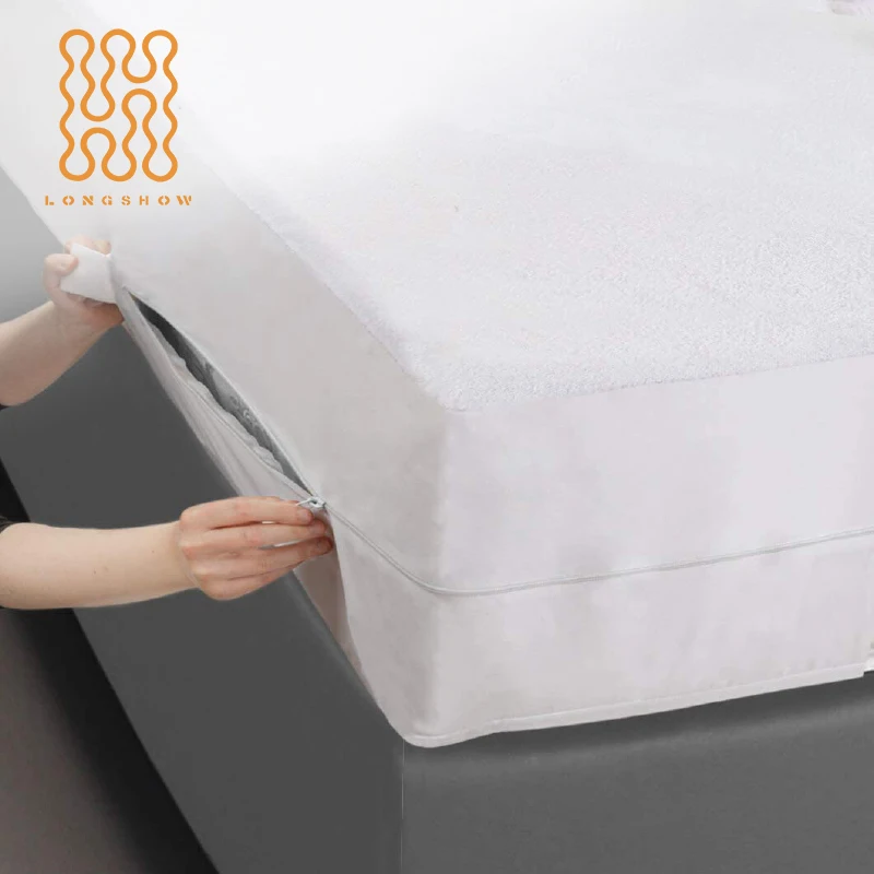Zippered Mattress Encasement Waterproof, Breathable, Noiseless Machine Washable Soft Terry Top for Comfortable Night Sleep