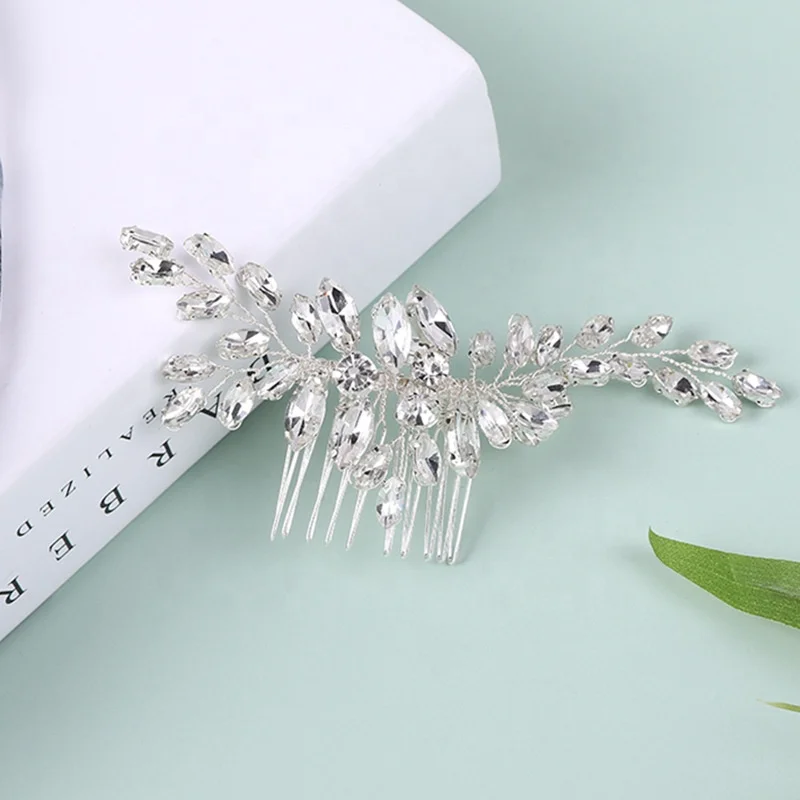 Factory wholesale FREE customized silver bridal handmade rhinestone flower hair combs gold wedding hair accessories
