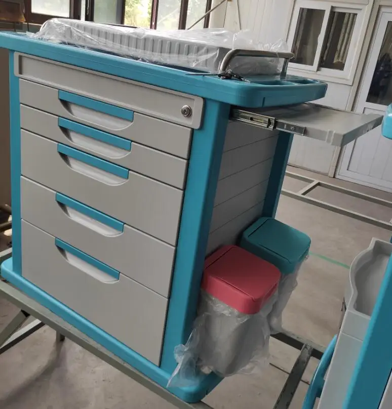 Больничная медицинская тележка с выдвижным ящиком и функцией чрезвычайной ситуации